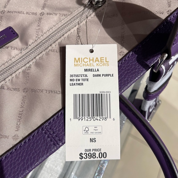 MICHAEL KORS Mirella Medium Pebbled Leather Tote Bag
Dark Purple 
NWT - Picture 12 of 16